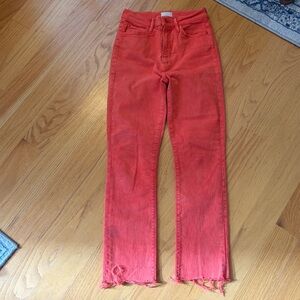 Mother Denim The Swooner Rascal Ankle Fray Jeans in Come Out and Play Red 25